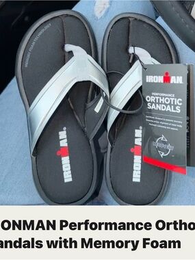 Iron Man women’s Black and Silver Performance Orthotic Flip-Flops